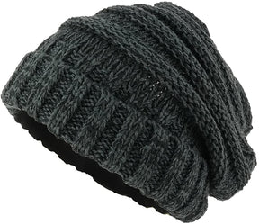 Armycrew Ladies Two Tone Oversized Cable Knit Beanie Hat