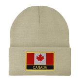 Made in USA - Canada Flag Embroidered Patch Winter Long Cuff Beanie