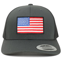 Armycrew American Flag Patch Snapback Trucker Mesh Cap - Charcoal