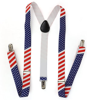 Armycrew US American Flag Print Clip On Patriotic Suspenders