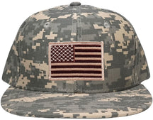 Armycrew Flat Bill Digital Camo American Flag Patch Snapback Cap - ACU - Black Grey