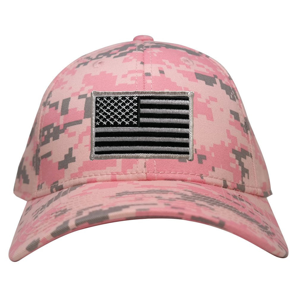 Low Profile US American Flag Patch Camo Cap - PKD - Black Grey