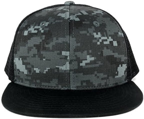 Armycrew Urban Camo Woodland 6 Panel Flat Bill Snapback Mesh Trucker Cap - BNB
