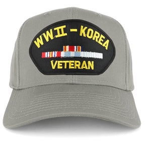 Armycrew WW2 to Korea Veteran Embroidered Patch Snapback Baseball Cap