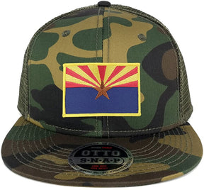 Arizona Home State Flag Embroidered Patch Camo Snapback Mesh Trucker Cap