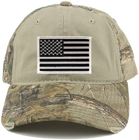 US American Flag Patch Mossy Oak Realtree Camo Adjustable Cap - Khaki