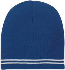 Two Tone Color Winter Short Stripe Beanie Hat