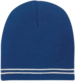 Two Tone Color Winter Short Stripe Beanie Hat