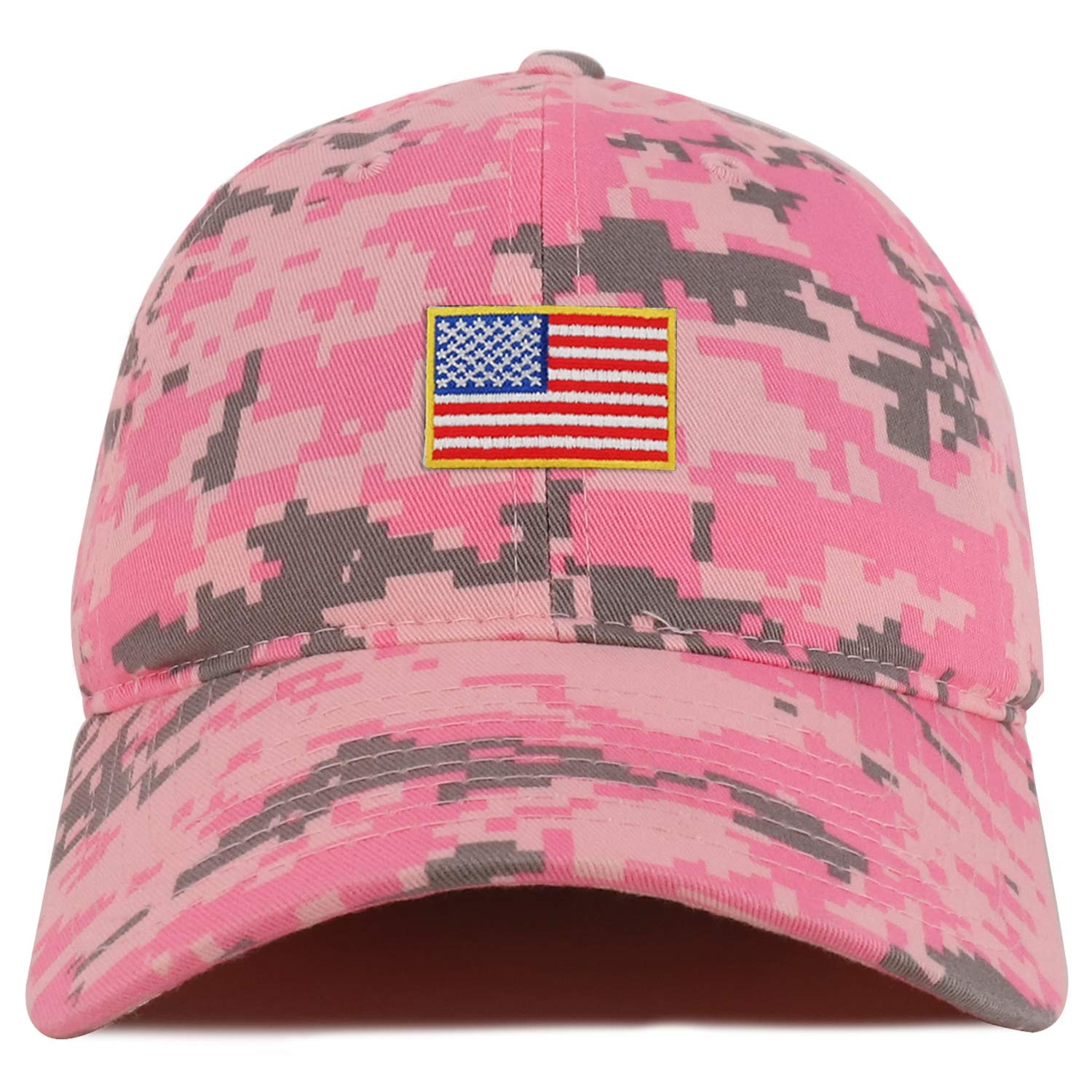 Armycrew Small American Flag Embroidered Patch Camo Soft Crown Cotton Baseball Cap