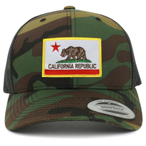 Armycrew Flexfit California Republic Embroidered Patch Snapback Mesh Trucker Cap