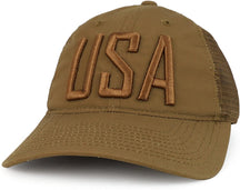Armycrew USA Text 3D Embroidered Ripstop Trucker Mesh Back Cap - ACU