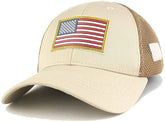 Armycrew USA Gold American 3D Flag Rubber Tactical Patch Low Crown Adjustable Mesh Cap