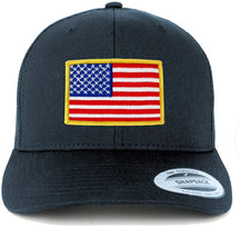 Armycrew American Flag Patch Snapback Trucker Mesh Cap - Navy