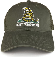 Armycrew Don't Tread On Me Gadsden Flag Embroidered Soft Front Mesh Back Trucker Cap