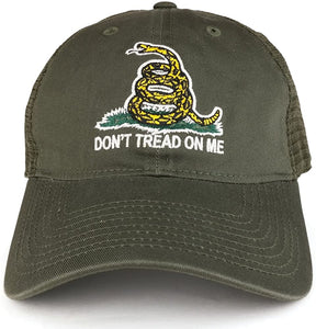 Armycrew Don't Tread On Me Gadsden Flag Embroidered Soft Front Mesh Back Trucker Cap