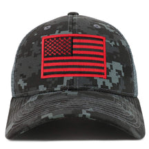 Armycrew Black Red American Flag Patch Camouflage Structured Mesh Trucker Cap