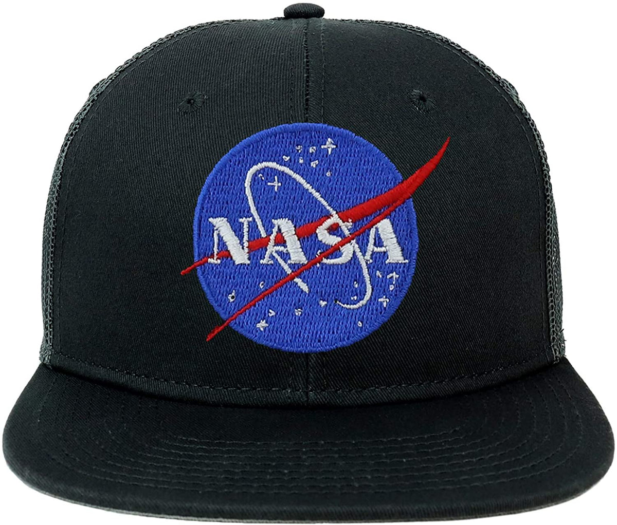 Armycrew Oversize XXL NASA Insignia Logo Patch Flatbill Mesh Snapback Cap - Navy - 2XL