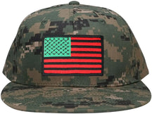 Armycrew Flat Bill Digital Camo American Flag Patch Snapback Cap - MCU - Black Grey