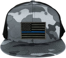 Armycrew US American Flag Embroidered Patch Adjustable Urban Camo Trucker Cap - UUB - Black Grey