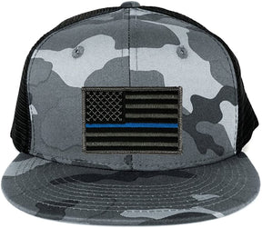 Armycrew US American Flag Embroidered Patch Adjustable Urban Camo Trucker Cap - UUB - Black Grey