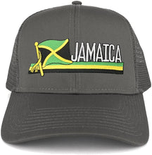 Jamaica Flag and Text Embroidered Cutout Iron on Patch Adjustable Mesh Trucker Cap