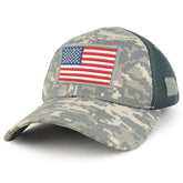 US American Flag Original with Grey Border Embroidered Patch Low Crown Adjustable Tactical Mesh Cap