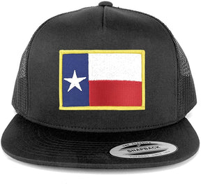Flexfit 5 Panel Texas State Flag Embroidered Iron on Patch Snapback Mesh Back Cap