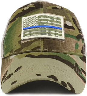 Armycrew USA ACU Thin Blue Flag Tactical Patch Cotton Adjustable Trucker Cap