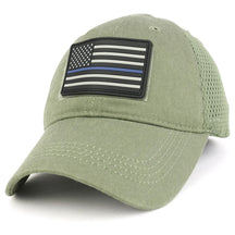Armycrew USA Rubber Thin Blue Flag Tactical Patch Cotton Adjustable Trucker Cap