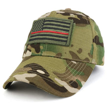 Armycrew USA Olive Thin Red Flag Tactical Patch Cotton Adjustable Baseball Cap