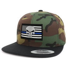Armycrew Assorted USA Patch Two Tone Camo Black Flatbill Snapback Baseball Cap