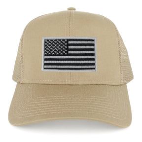 Armycrew XXL Oversize Black Grey USA Flag Patch Mesh Back Trucker Baseball Cap