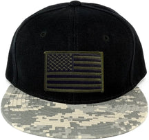USA American Flag Embroidered Iron on Patch Camo Bill Snapback Cap - ACU
