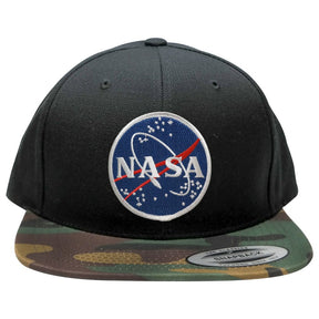 FLEXFIT Classic NASA Meatball Logo Patch Snapback Cap with Camo Visor