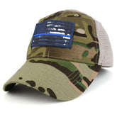 Armycrew USA Navy Thin Blue Flag Tactical Patch Cotton Adjustable Trucker Cap