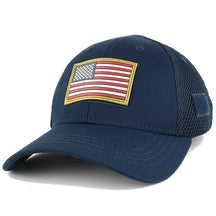 Armycrew USA Gold American 3D Flag Rubber Tactical Patch Low Crown Adjustable Mesh Cap