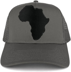 Solid Black Africa Map Embroidered Iron on Patch Adjustable Trucker Mesh Cap
