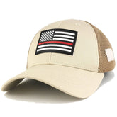 Thin RED Line American Flag 3D Rubber Tactical Patch Low Crown Adjustable Mesh Cap
