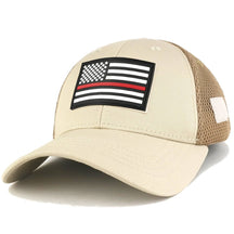 Thin RED Line American Flag 3D Rubber Tactical Patch Low Crown Adjustable Mesh Cap