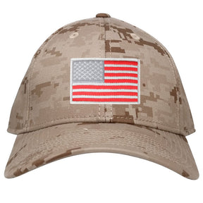 Low Profile US American Flag Patch Camo Cap - DES