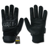 Carbon Fiber Hard Knuckle Premium Leather Glove - Black
