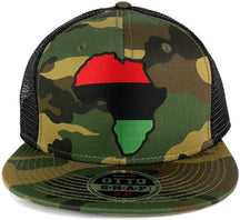 Red Black Green Africa Map Embroidered Patch Camo Flat Bill Snapback Mesh Cap