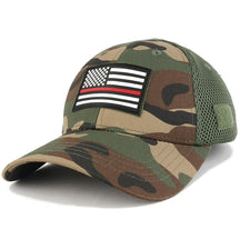 Thin RED Line American Flag 3D Rubber Tactical Patch Low Crown Adjustable Mesh Cap