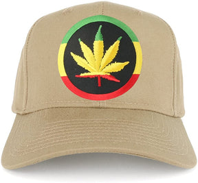 RGY Marijuana Leaf Rasta Circle Iron on Embroidered Patch Adjustable Baseball Cap