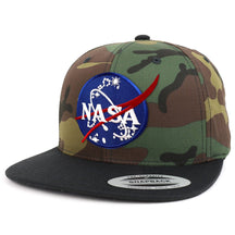 Armycrew NASA Insignia Patch Two Tone Camo Black Flatbill Snapback Baseball Cap