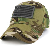 Armycrew USA Grey Flag Tactical Patch Cotton Adjustable Baseball Cap