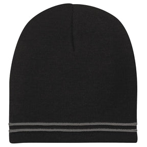 Two Tone Color Winter Short Stripe Beanie Hat