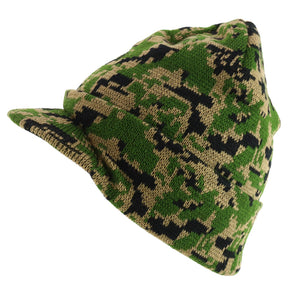 Armycrew Camouflage Knit Beanie Hat with Visor - WDG