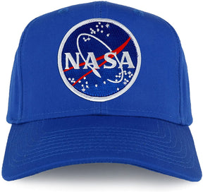 Armycrew NASA Meatball Space Logo Embroidered Patch Snapback Cap - Plain Back - Royal Blue