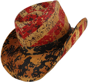 Armycrew Liberty American Flag Western Straw Cowboy Cowgirl Hat